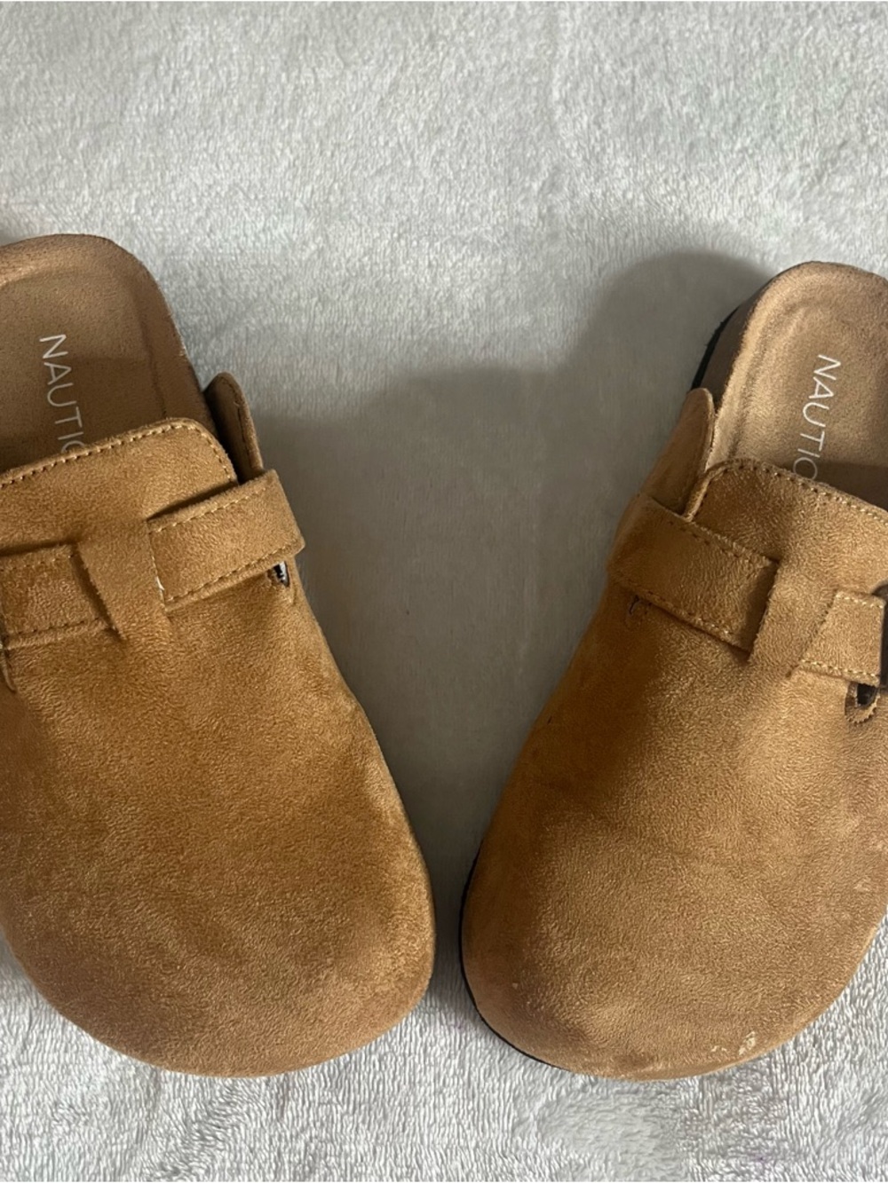 Nautica Cognac Faux Suede Slip-On Clog Mules Girls Sz 2~NWOB
